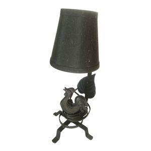 Vintage Small Rod Iron Black Rooster Table Lamp Kitchen